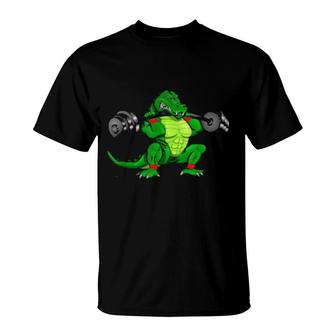 Crocodile In The Gym, Bodybuilding Fitness Lift Weightliftin T-Shirt | Mazezy