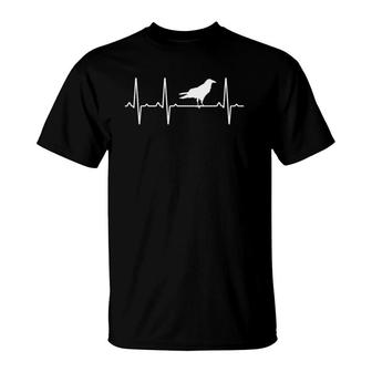 Crow Heartbeat Gift For Men Women Raven Bird Lover T-Shirt | Mazezy