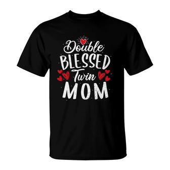 Cute Bless Double Blessed Twin Mom Mom T-Shirt | Mazezy