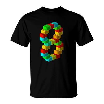 Cute Block Building 8Th Birthday Gift 8 Years Old Boys Girls T-Shirt | Mazezy CA