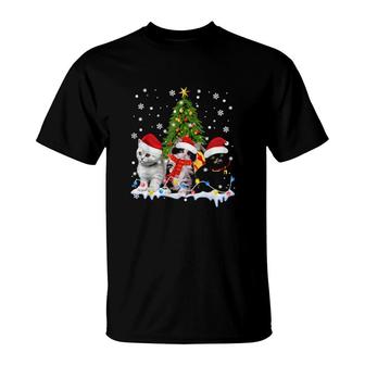 Cute Cat Christmas Tree Ornament Decor Cat Lovers Owner Xmas T-Shirt | Mazezy
