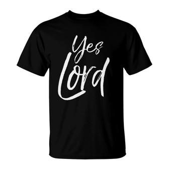 Cute Christian Praise & Worship Gift For Women Amen Yes Lord T-Shirt | Mazezy UK
