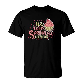 Cute Cupcake 100 Days Sprinkled With Fun Girls Funny Cupcake T-Shirt | Mazezy