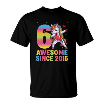 Cute Funny Cool Dab Unicorn 6Th Birthday Gifts T-Shirt - Seseable