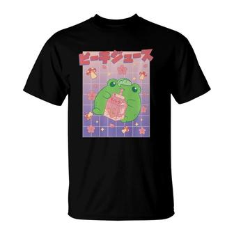 Cute Kawaii Frog Peach Juice Box T-Shirt | Mazezy