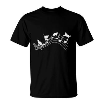 Cute Kittens On Music Notes Musical Cats And Music T-Shirt | Mazezy