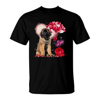 Cute Leonberger Balloon Heart Valentine's Day Valentine T-Shirt | Mazezy