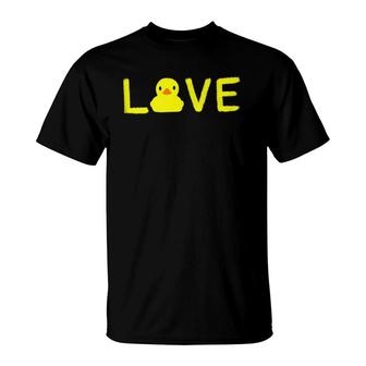 Cute 'Love' Yellow Rubber Ducky Duck Graphic Tees T-Shirt | Mazezy