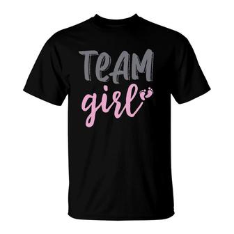 Cute Pink Team Girl Gender Reveal Party Idea T-Shirt | Mazezy