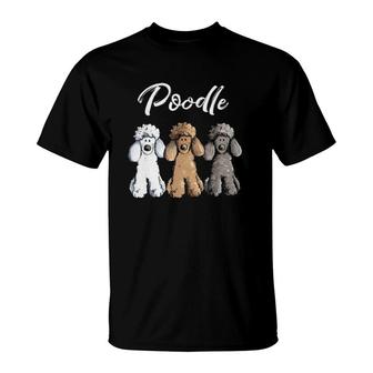 Cute Poodle Caniche Puppy Dogs Cartoon Art T-Shirt | Mazezy