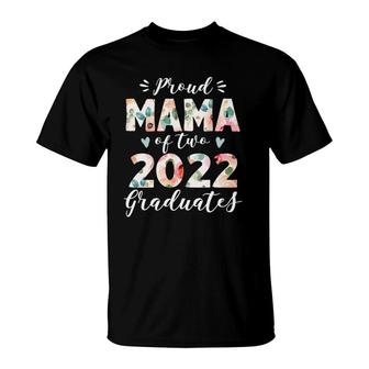 Cute Proud Mama Of Two 2022 Graduates Twin Mom Graduation T-Shirt | Mazezy