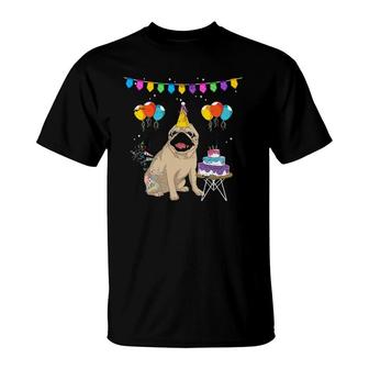 Cute Pug Birthday Celebration Cake Pet Dog Owner Pug T-Shirt | Mazezy