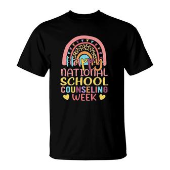Cute Rainbow Happy National School Counseling Week Counselor T-Shirt | Mazezy