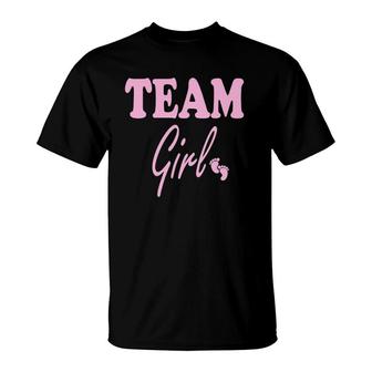 Cute Team Girl Gender Reveal Baby Shower Idea T-Shirt | Mazezy