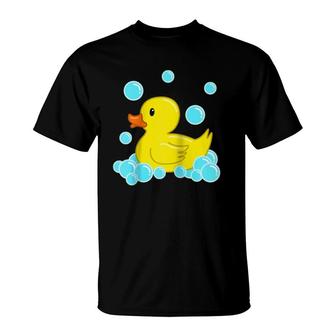Cute Yellow Duck Duckie Bath Toys Rubber Ducky Raglan Baseball Tee T-Shirt | Mazezy
