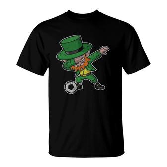 Dabbing Leprechaun Soccer Irish Football St Patrick's Day T-Shirt | Mazezy