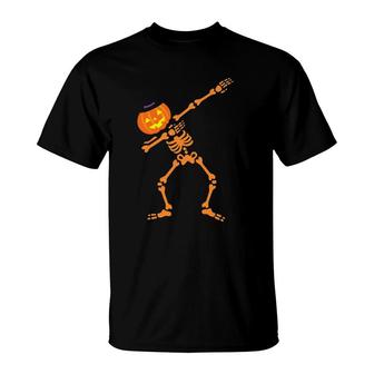 Dabbing Skeletonpumpkin Dance Halloween Pumpkin Dab T-Shirt | Mazezy