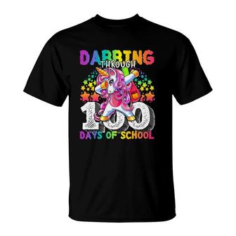Dabbing Through 100 Days Of School Dabbing Unicorn Girls T-Shirt | Mazezy