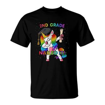 Dabbing Unicorn 2Nd Grade Nailed It Graduation Girls Kids T-Shirt | Mazezy