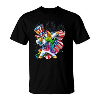 Dabbing Unicorn 4Th Of July American Flag Uncle Sam Girls T-Shirt | Mazezy CA