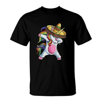 Dabbing Unicorn Cinco De Mayo Gift Mexican T-Shirt | Mazezy