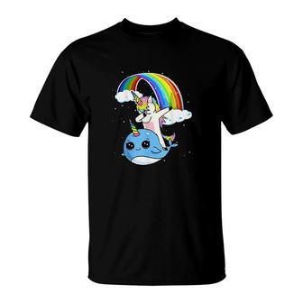 Dabbing Unicorn With Narwhal And Rainbow Cute T-Shirt | Mazezy