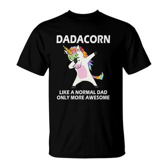 Dadacorn Dabbing Unicorn Funny Dad Father's Day Daddy Men T-Shirt | Mazezy