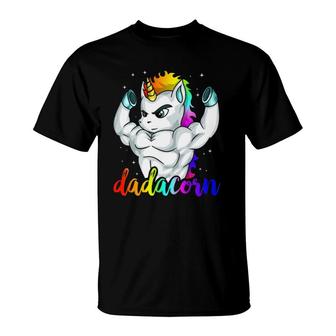 Dadacorn Unicorn Daddy Muscle Unique Family Gift T-Shirt | Mazezy