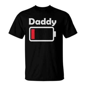 Daddy Dad Low Battery Tee Low Power Geek Tee T-Shirt | Mazezy