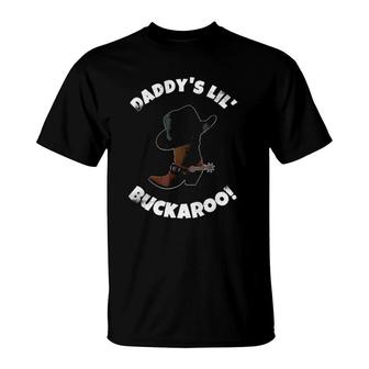 Daddy's Lil Buckaroo Cowboy Hat Boots Birthday Party T-Shirt | Mazezy