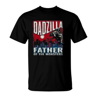 Dadzilla Father Of The Monsters - Dad Vintage Distressed T-Shirt | Mazezy