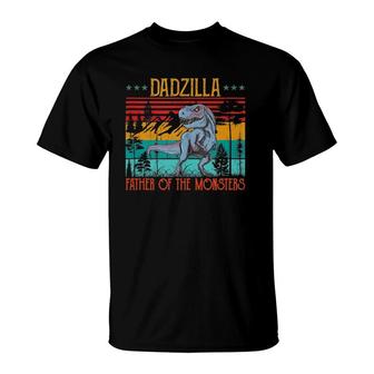 Dadzilla Father Of The Monsters Vintage Dino Dad Fathers Day T-Shirt | Mazezy