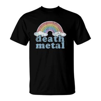 Death Metal Rainbow Funny Retro Vintage Rock Music Metalhead T-Shirt | Mazezy