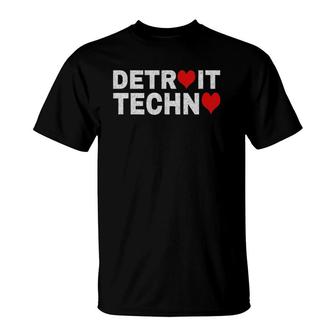 Detroit Techno Music Red Heart T-Shirt | Mazezy