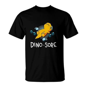 Dino Sore Funny Dinosaur Workout Gym Fitness Lifting Tank Top T-Shirt | Mazezy