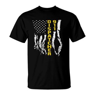 Dispatcher 911 American Flag Gift T-Shirt | Mazezy