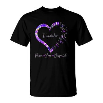 Dispatcher Peace Love Dispatch Heart Version T-Shirt | Mazezy
