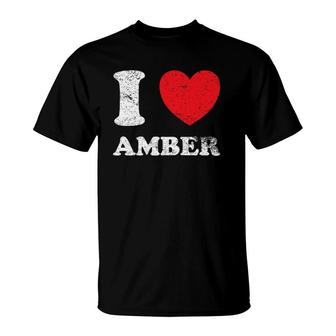 Distressed Grunge Worn Out Style I Love Amber T-Shirt | Mazezy AU