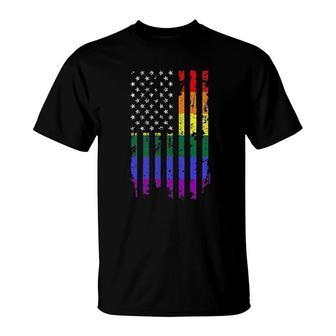 Distressed Rainbow Flag Gay Pride T-Shirt | Mazezy