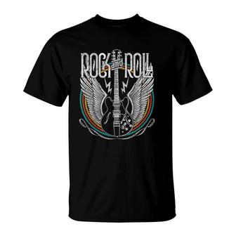 Distressed Vintage Retro 80S Rock & Roll Music Guitar Wings T-Shirt | Mazezy