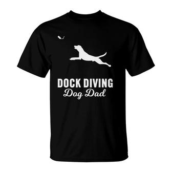 Dog Jumping Swimming Design Dock Diving Dog Dad T-Shirt | Mazezy