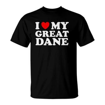 Dog Lovers Heart I Love My Great Dane T-Shirt | Mazezy