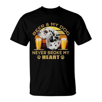 Dogs 365Dogs 365 Beer & Dalmatiner Hund Never Broke My Heart T-Shirt | Mazezy