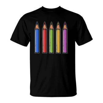 Drawing Crayon Pencil Art Teacher Education T-Shirt | Mazezy