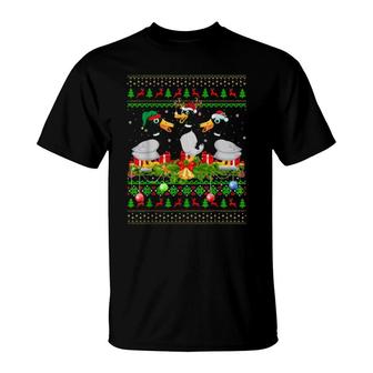 Duck Birds Xmas Lighting Santa Ugly Duck Christmas T-Shirt | Mazezy