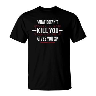 Dungeons & Dragons What Doesn't Kill You Gives You Xp Raglan Baseball Tee T-Shirt | Mazezy