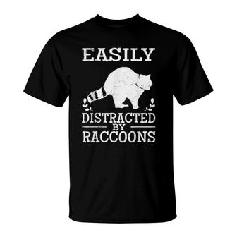 Easily Distracted By Raccoons Trash Panda Cute Quote Vintage T-Shirt | Mazezy
