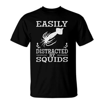 Easily Distracted By Squids Cute Quote Vintage T-Shirt | Mazezy