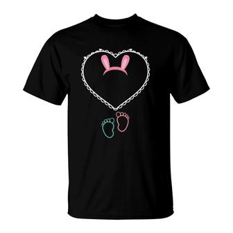 Easter Eggspecting Pregnancy Announcement Baby Feets T-Shirt | Mazezy