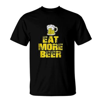 Eat More Beer Yellow Drinking Alcoholic Humor Pun T-shirt - Thegiftio UK